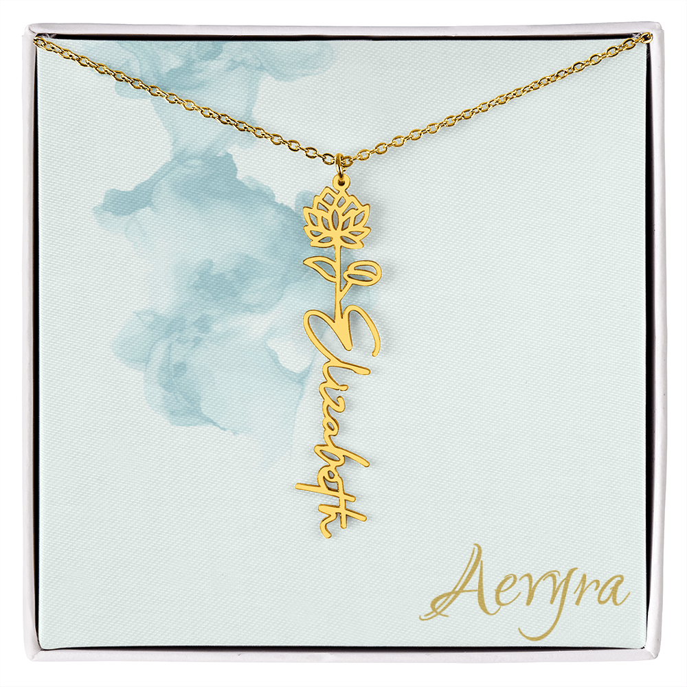 Aevyra “Forever & Bloom” Custom Rose Name Necklace – Personalized Gold Flower Pendant Gift for Her