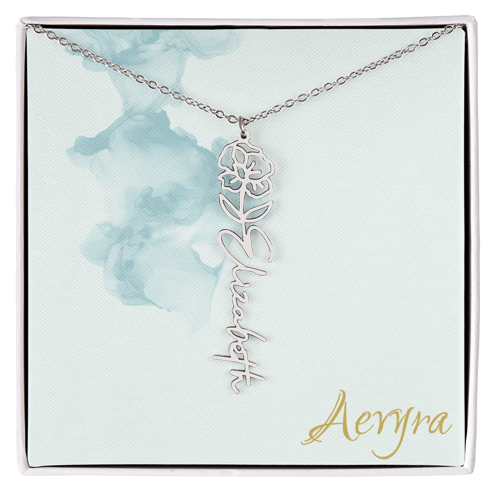 Aevyra “Forever & Bloom” Custom Rose Name Necklace – Personalized Gold Flower Pendant Gift for Her