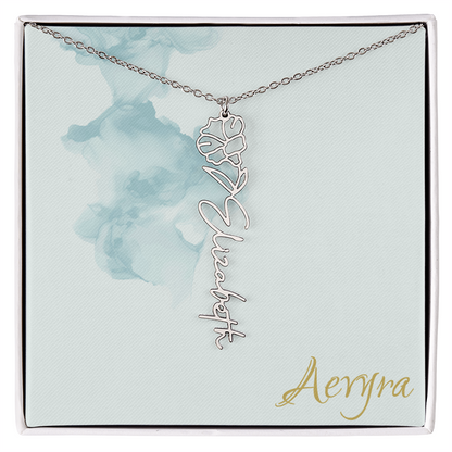 Aevyra “Forever & Bloom” Custom Rose Name Necklace – Personalized Gold Flower Pendant Gift for Her