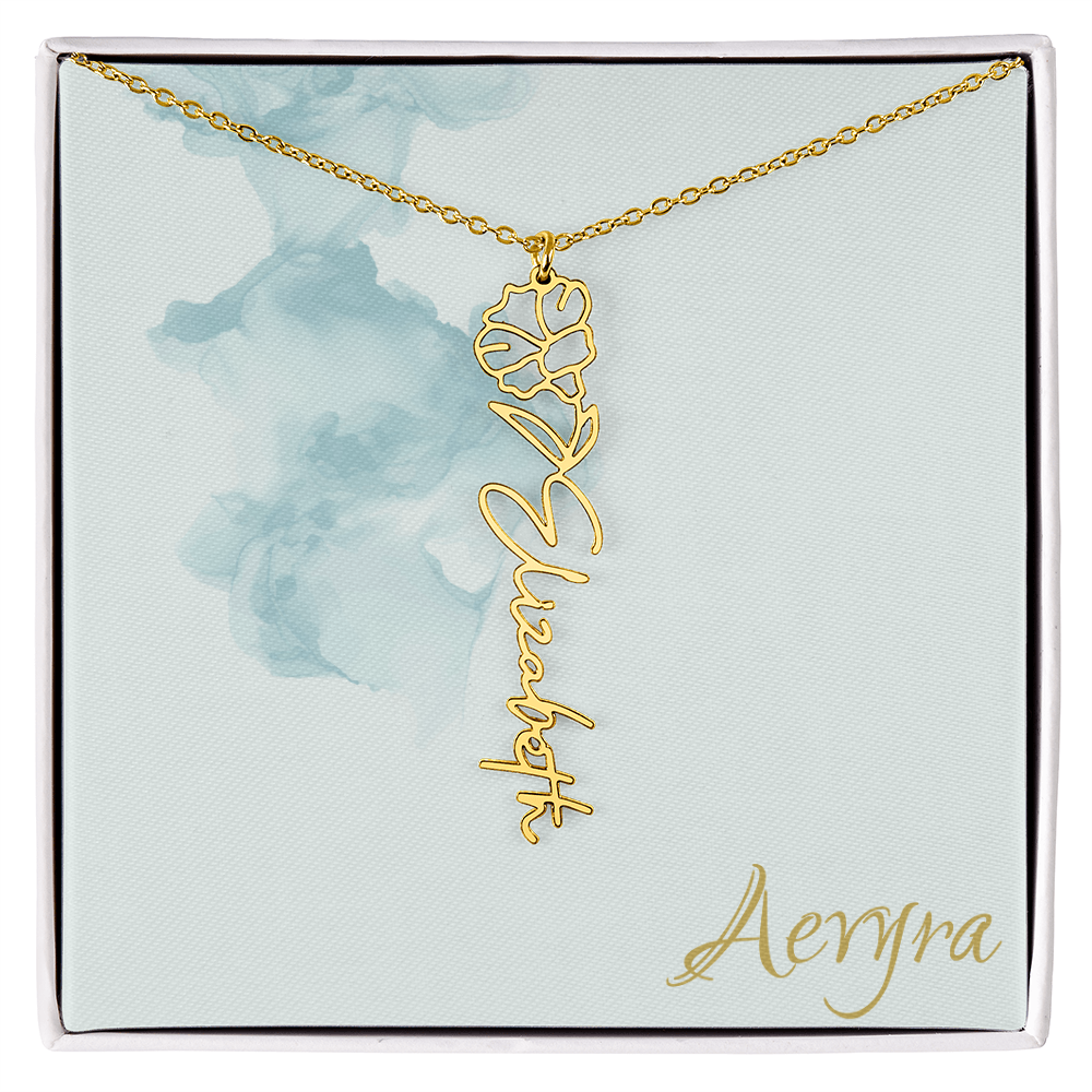 Aevyra “Forever & Bloom” Custom Rose Name Necklace – Personalized Gold Flower Pendant Gift for Her