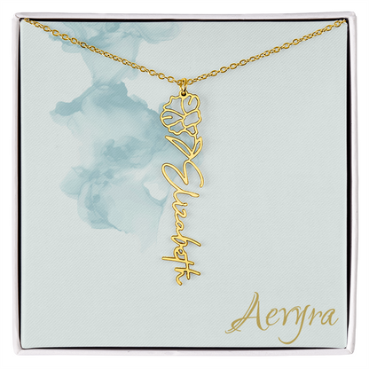 Aevyra “Forever & Bloom” Custom Rose Name Necklace – Personalized Gold Flower Pendant Gift for Her