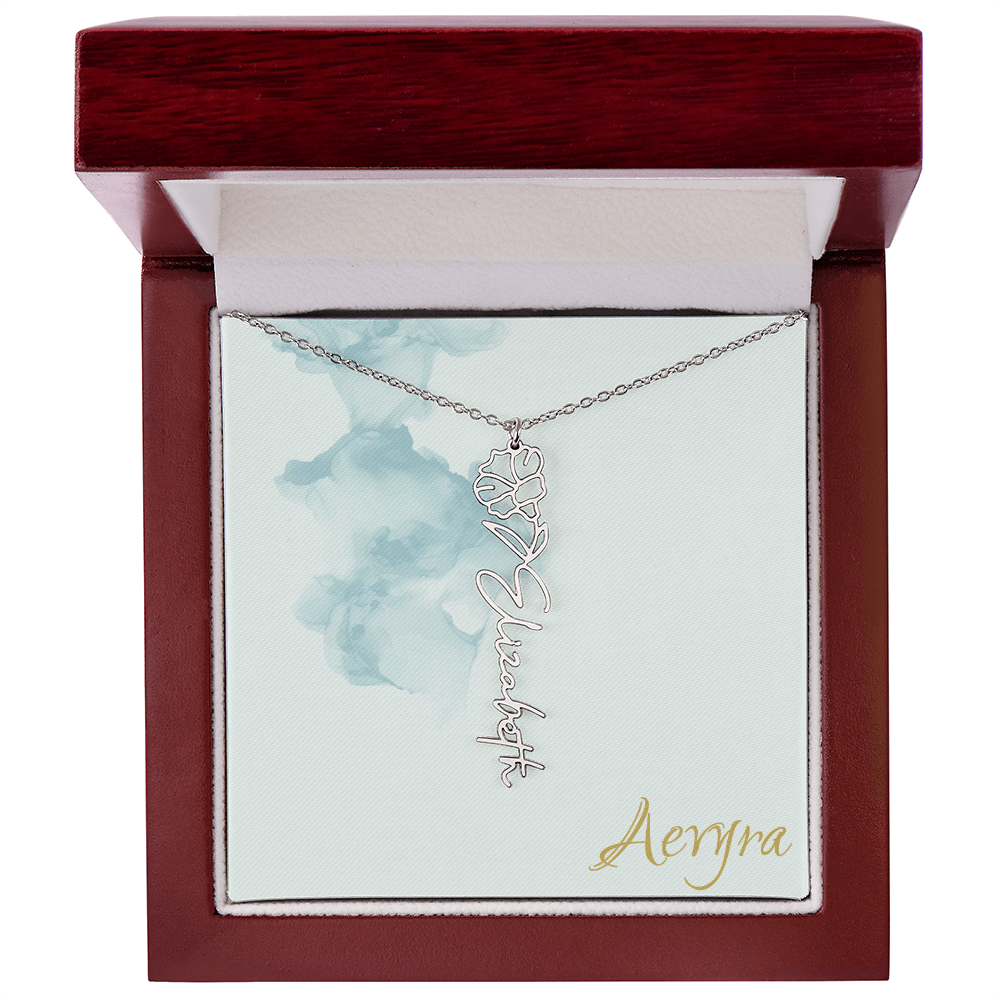 Aevyra “Forever & Bloom” Custom Rose Name Necklace – Personalized Gold Flower Pendant Gift for Her