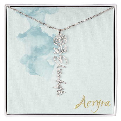 Aevyra “Forever & Bloom” Custom Rose Name Necklace – Personalized Gold Flower Pendant Gift for Her
