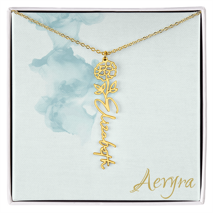 Aevyra “Forever & Bloom” Custom Rose Name Necklace – Personalized Gold Flower Pendant Gift for Her