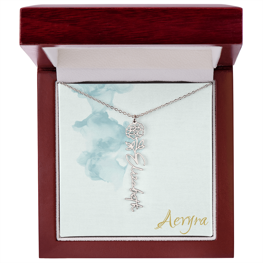 Aevyra “Forever & Bloom” Custom Rose Name Necklace – Personalized Gold Flower Pendant Gift for Her