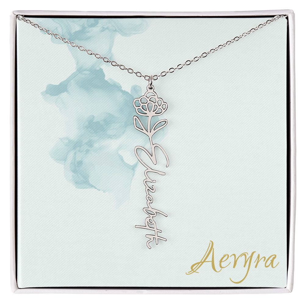 Aevyra “Forever & Bloom” Custom Rose Name Necklace – Personalized Gold Flower Pendant Gift for Her