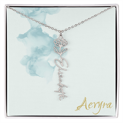 Aevyra “Forever & Bloom” Custom Rose Name Necklace – Personalized Gold Flower Pendant Gift for Her
