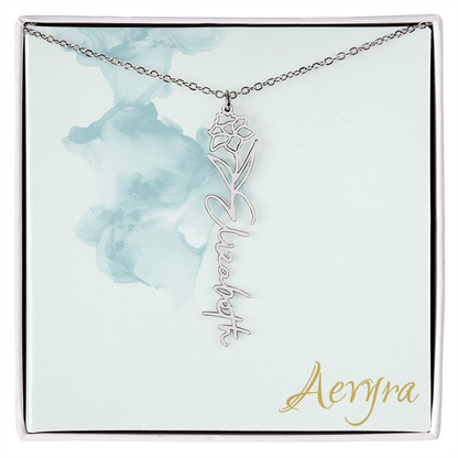 Aevyra “Forever & Bloom” Custom Rose Name Necklace – Personalized Gold Flower Pendant Gift for Her