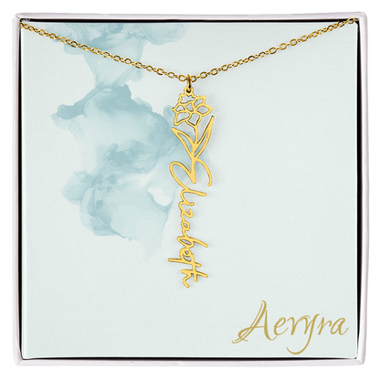 Aevyra “Forever & Bloom” Custom Rose Name Necklace – Personalized Gold Flower Pendant Gift for Her
