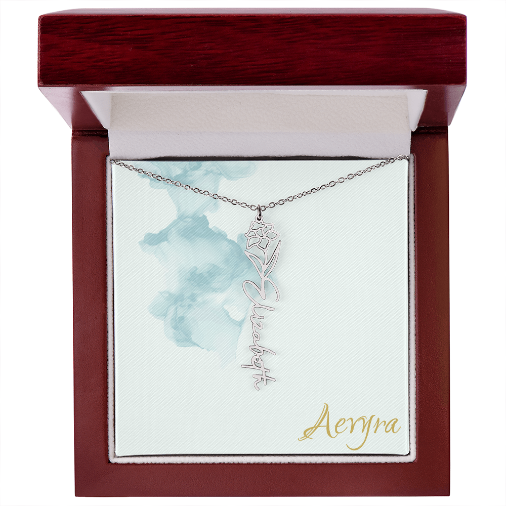 Aevyra “Forever & Bloom” Custom Rose Name Necklace – Personalized Gold Flower Pendant Gift for Her