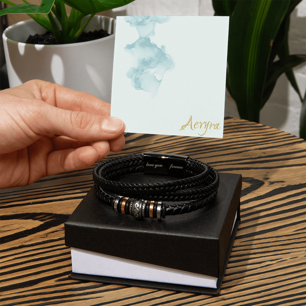 Aevyra “Love You Forever” Bracelet – Personalized Leather Gift for Him | Romantic Anniversary or Birthday Present for Boyfriend or Husband