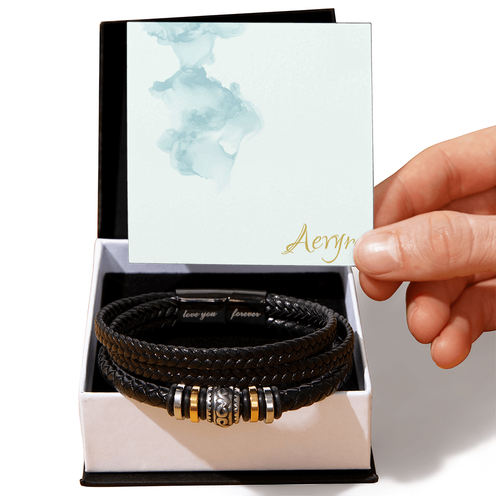Aevyra “Love You Forever” Bracelet – Personalized Leather Gift for Him | Romantic Anniversary or Birthday Present for Boyfriend or Husband