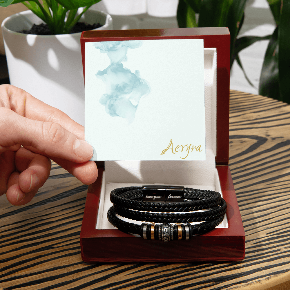 Aevyra “Love You Forever” Bracelet – Personalized Leather Gift for Him | Romantic Anniversary or Birthday Present for Boyfriend or Husband