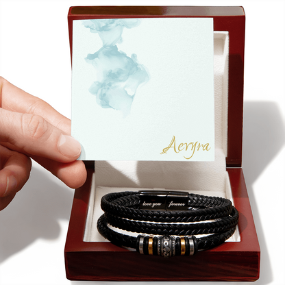 Aevyra “Love You Forever” Bracelet – Personalized Leather Gift for Him | Romantic Anniversary or Birthday Present for Boyfriend or Husband