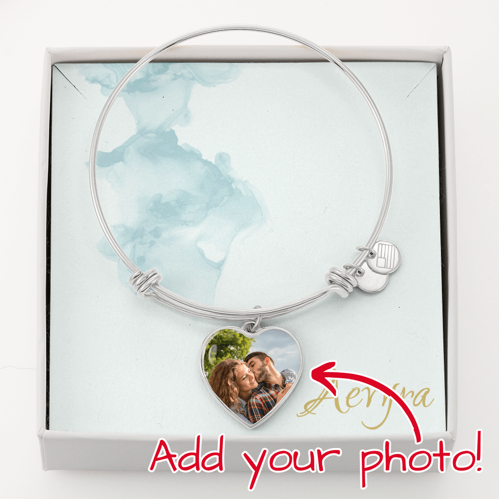 Aevyra Custom Photo Heart Bracelet with Message Card – Personalized Luxury Gift for Her, Wife, or Girlfriend