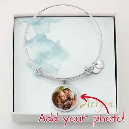 Aevyra Custom Photo Circle Bangle – Personalized Luxury Bracelet with Message Card | Perfect Gift for Her, Mom, Wife, or Girlfriend