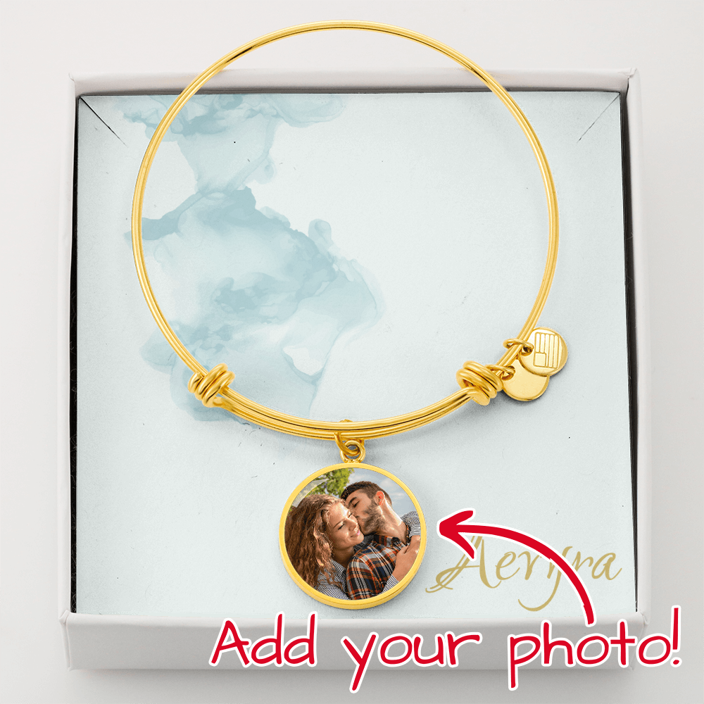 Aevyra Custom Photo Circle Bangle – Personalized Luxury Bracelet with Message Card | Perfect Gift for Her, Mom, Wife, or Girlfriend