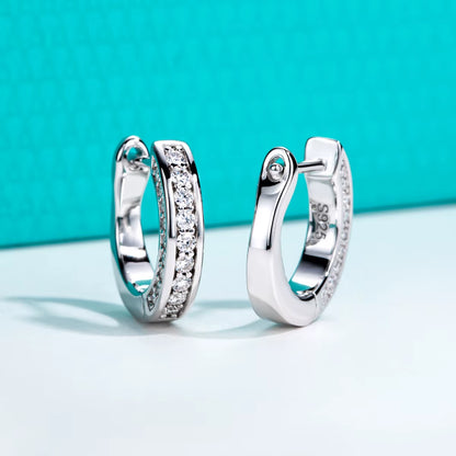 0.56CTTW Moissanite Hoop Earrings for Women – Luxury 925 Sterling Silver Wedding & Engagement Jewelry | Lab-Created Diamond Alternative by Aevyra