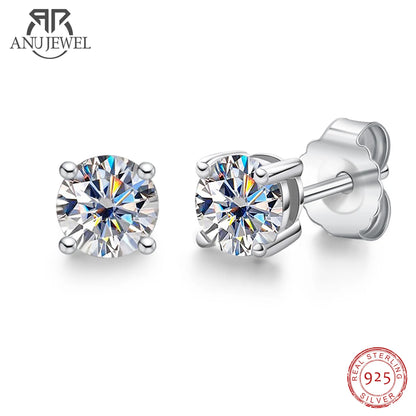 4mm D Color Moissanite Diamond Stud Earrings – Classic 925 Sterling Silver Fine Jewelry for Women | Lab-Created Diamond Alternative by Aevyra