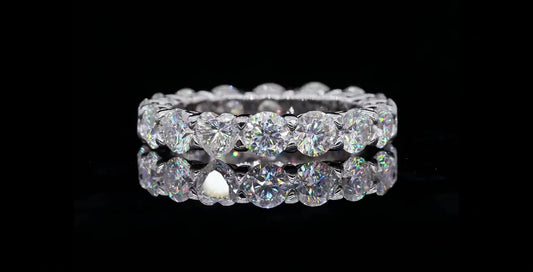 4 mm D-Color Heart Moissanite Wedding Band – 18K Gold Plated, 925 Sterling Silver | from AEVYRA